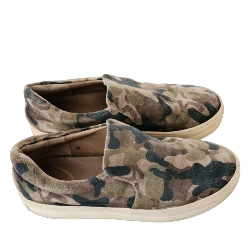 J/SLIDES NYC Harry Camo Suede Platform Sneakers 7 Slip On Washed Out Lived In - Picture 5 of 16